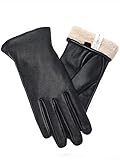 vislivin Vollhand Touchscreen-Handschuhe für Damen Leder Handschuhe Warmer Winter SMS Autofahren Handschuh Schwarz M