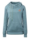 Cassiecy Hoodie Damen Winter Langarm Stehkragen Kapuzenpullover Warme Casual Pullover Hoody mit Kapuze（Hellgrün, M