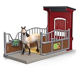 schleich 42724 Ponybox mit Mustang Stute, ab 3 Jahren, FARM WORLD - Spielset, 19 Teile