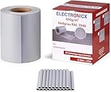 Electronicx PVC Sichtschutzstreifen Hellgrau (RAL 7040) | Sichtschutz Zaunfolie Doppelstabmatten | 35m x 19 cm | 450g/m² | UV-beständig, Blickdicht, inkl. 20 Befestigungsclips für Gartenzaun