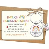 BOOMTOP Kindergarten Geschenk Schlüsselanhänger Schutzengel Endlich Kindergartenkind 2025 mit Karte Engel Anhänger Kindergartentüte Füllung Geschenke zur Einschulung Kita Start Kindergartengeschenk