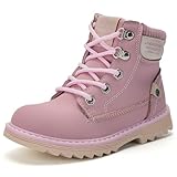 TZJS Kinderstiefel Jungen Mädchen Mit Reißverschluss,Wasserdicht Rutschfest Leicht Übergangsschuhe Für Herbst Winter,Wanderschuhe Halbschuhe Stiefeletten(Rosa 30)
