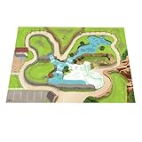 GRAPHIC LOUNGE Spielmatte für Kinder – 150 x 100 cm Spielteppich Kinder – Bauernhof, Ponyhof, Pferdekoppel & Zoo – rutschfest, robust & feucht abwaschbar – Geschenkidee ab 3 Jahren (Tierpark)