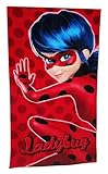 Miraculous Ladybug Standtuch, Handtuch, Badetuch, Duschtuch in rot, Superheldin, 70 x 140 cm 100% Baumwolle