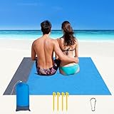 DANNEEFORSU7 Stranddecke Ultraleicht - 210 x 200 cm Picknickdecke Wasserdicht, Sandabweisend Strandmatte Leicht Faltbare tragbare Taschendecke Outdoor Campingdecke für Strandurlaub/Camping/Wanderungen