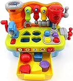 Werkbank Kinder Spielzeug ab 1 Jahr Junge, Geschenk Kinderspielzeug , Baby Werkzeugbank 12 18 24 Monate 1 2 3 Jahre mit Formsortierer Musik Licht & Soundeffekten