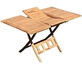 ASS ALEOS. echt Teak Holz Ausziehtisch 100-140 x 80cm klappbar Holztisch Klapptisch Gartentisch Tisch Aves-AUSZIEH Teakholz