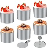6 Stück Dessertringe und Speiseringe, speiseringe Lebensmittel Ringe, Ring Set klein, Edelstahl-Mousse-Ringe, Ø 7,5 cm Runder Mousse-Ring, geeignet Dessertring/Speisering für Desserts, Kuchen, DIY