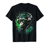 Affe Monkey DJ mit Kopfhörer und Sonnenbrille T-Shirt