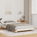 vidaXL Bettgestell aus massivem Kiefer - minimalistisches Indoor-Bettgestell im rechteckigen Japandi-Style mit skandinavischem Design und niedrigem Profil