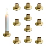 ALULU 10 Stück Gold Kerzenständer Klein, Kerzenhalter Stabkerze Gold, Metall Goldene Stabkerzenständer für Stabkerze Weihnachts, Schlafzimmer, Esstisch Tischdek