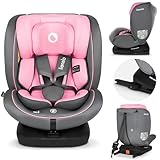 LIONELO Bastiaan i-Size Kindersitz ab Geburt 0-36 kg Isofix Top Tether 360 Grad drehbar Rückwärts Vorwärts Seitenschutz 5-Punkt-Sicherheitsgurte Dri-Seat (Rosa)