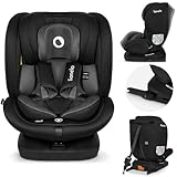 LIONELO Bastiaan i-Size Kindersitz ab Geburt 0-36 kg Isofix Top Tether 360 Grad drehbar Rückwärts Vorwärts Seitenschutz 5-Punkt-Sicherheitsgurte Dri-Seat (Schwarz Grau)