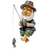 Gartenzwerg Angeln Figur - Harz Gartendeko Zwerg Dekoration - Handwerk Charakter Figuren für den Außenbereich