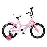 DioPaiB 16 Zoll Kinderfahrrad Fahrrad mit Stützräder, Kinder Fahrrad für Ab 5-8 Jahre Mädchen & Jungen, Fahrräder mit Schutzbleche, Höhenverstellbar Tragfähigkeit 60kg, Rosa