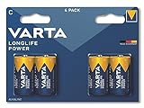 VARTA Batterien C Baby, 4 Stück, Longlife Power, Alkaline, 1,5V, ideal für Spielzeug, Funkmaus, Taschenlampen, Made in Germany