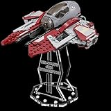 Premium Gravur Acryl Display Ständer kompatibel zu Lego 75135 Obi-Wan’s Jedi Interceptor | 5mm Halterung | Hochwertiger Präsentationsständer | Schwebender Effekt | Drehbar & Neigbar | Nur Ständer