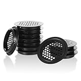 12 Stück Schwarz Lüftungsgitter Edelstahl, Lüftungsgitter Rund, Lüftergitter Schwarz, Luftgitter, Geeignet für Garage Lüftungsgitter, Schränke, Schuhschränke, Möbel, Schlafzimmer, Büroräume (53mm)