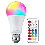 REYLAX Farbige Leuchtmittel LED RGBW Lampe E27 10W, Warmweiß 3000K Dimmbare Edison Glühbirne Lampen Dual Memory 12 Farben LED Birnen, Kabellos Fernbedienung inklusive, für Bar KTV Party Dec