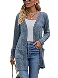 Famulily Damen Langarm Cardigan Herbst Winter Button Down Cardigans Sweater (S, Blau)