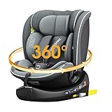 Reecle I-Size Kindersitz 360 Drehbar mit ISOFIX 40-150 cm, 0-12 Jahre, Reboarder Kinderautositz (Grau)