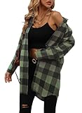 Damen Langarm Button Down Hemd V Ausschnitt Karohemd Lässige Flanell Karierte Bluse Knopfleiste Oversize Shirt