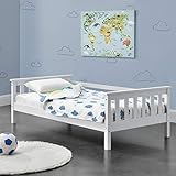 [en.casa] Kinderbett Nuuk mit Stauraum 70x140 cm Jugendbett bis 50 kg mit Lattenrost Kojenbett Kiefernholz Weiß