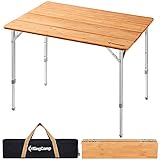 KingCamp Campingtisch Bumbus Klapptisch höhenverstellbar für 4-6 Personen Campingtisch klappbar 4 Falten mit Tragetasche belastbar bis 80 kg,100 x 65 cm,L
