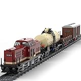 WWEI Technik City Eisenbahn Lokomotive Bausteine, Ferngesteuerte Lokomotive und Güterzug, 2171 Teile Güterzug Zug Klemmbausteine Kompatibel mit Lego Technic 60198, 111,2 x 7,7 x 12,3 cm