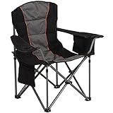 HIGH POINT SPORTS Campingstuhl Faltbar 200kg Klappstuhl Gepolstert mit Getränkehaltern Faltbarer Angelstuhl XXL mit Armlehnen, Schwarz
