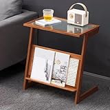 Bambus Nachttisch Beistelltisch Rattan Couchtisch Boho Z Form Couchtisch Geeignet für kleine Räume in Wohn- und Schlafzimmer
