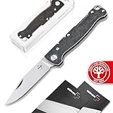 BÖKER PLUS® Atlas Messer - kleines Slipjoint Taschenmesser - Klappmesser mit Metall Griff - EDC Vollmetall Messer - Vintage Sandvik Messer