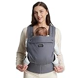 Momcozy Babytrage - Ergonomisch, gemütlich und leichtgewichtig, geeignet für 3-20 kg, einfach anzulegen, ideal für freihändiges Elterndasein, Grau