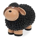 Relaxdays Gartenfigur Schaf, handbemalt, Dekoschaf wetterfest, HBT: 16 x 21 x 12,5 cm, Garten, Polyresin, schwarz-braun
