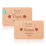 2er Set Frühstücksbrettchen Mama & Papa geschenke | Brotzeitbrett mit Gravur | Großeltern Geschenke Buchenholz Schneidebrett | Geschenkidee ideal für Mutter&Vatertag Geburtstags Weihnachten