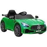 AIYAPLAY Kinder Elektroauto 12V Elektrofahrzeug mit 2,4G Fernbedienung, Lichten, Musik, Stützräder, 3-5 km/h, Kinderauto mit USB, MP3, Rückwärtsfunktion, Sanftstart, für Kinder 3-6 Jahre, Grün