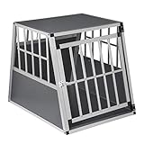 EUGAD Hundetransportbox Alu Hundebox für Hunde 65x85x71cm, Hundebox Auto Kofferraum mit Sicherheitsverschluss, Auto Hundetransportbox, robust Autotransportboxen für Kleien mittlegroße Hund