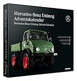 FRANZIS 55406 - Mercedes-Benz Unimog Adventskalender grün, Metall Modellbausatz im Maßstab 1:43, inkl. Soundmodul und 52-seitigem Begleitbuch