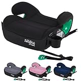 FableKids Sitzerhöhung Auto Kinder Isofix | 3-Punkt-Sicherheitsgurt | Kindersitzerhöhung bis 5 Jahre | Autositz für Kinder 125-150cm mit Becherhalter | ECE R129/03 | Schwarz