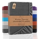 NatureMark Winter Thermo Fleece Spannbettlaken, Spannbetttuch in vielen Farben und Größen Bettlaken | 90 x 190 bis 100 x 200 cm - anthrazit