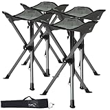 Semptec Urban Survival Technology Mini-Hocker: 4er-Set Dreibein-Camping-Hocker, 43 cm Sitzhöhe, mit Tragetasche (Mini-Klapphocker, Campinghocker faltbar, Angel)