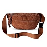 Bauchtasche Cord Umhängetasche Cord Modische Hüfttasche Freizeit Sport Hüfttaschen Crossbody Bag Dunkelbraun mit Schultergurt Einstellbar Unisex für Damen, Herren