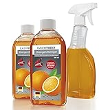 EASYmaxx Reinigungs-Konzentrat Orange 2x500ml Set mit Sprühflasche | Ergibt 100 Liter Allzweckreiniger | Mühelose Reinigung von allen Flächen | Ideal für Kochfelder, Grillroste, Backöfen u.v.m.