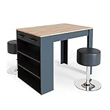 Vicco Esstisch-Set Repose, Anthrazit/Goldkraft Eiche, 67 x 100 cm mit 2 Hockern