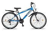 Talson 26 Zoll Mountainbike Fahrrad MIT 21-Gang Shimano, Gabelfederung & Beleuchtung Blau