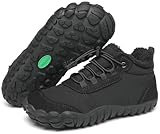 SAGUARO Barfußschuhe Kinder Winter Barfussschuhe Mädchen Jungen Barfuß Winterschuhe Warm Gefüttert Winterstiefel Leicht Rutschfest Winterboots, Will Ⅰ, Schwarz, 34 EU