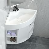 STCERY Eckwaschbecken Mit Unterschrank, Eck-waschtisch for Badezimmer mit Waschbecken, Wandmontiertes Keramik Waschbecken, Badmöbel-Set, Mit Heißem Und Kaltem Wasserhahn(42cm/16.5in)
