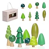 Youuys 8 Stück Holz Baum Spielzeug Set Holz Wald Bäume Montessori Spielzeug ab 1 Jahr Kreative Kinder Kunst DIY Kunsthandwerk Weihnachtsdekoration Wohnzimmer Garten Deko