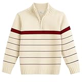 Arshiner Gestreifter Jungen Pullover Leichter Troyer Casual Strickpullover Jungs Uniform Strickpullover für Herbst Winter Kinder Sweater, 7-8 Jahre 130