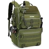 SKYSPER Angelrucksack,Angelzubehör Rucksack mit Rutenhalter Angeltasche Angelausrüstungstasche 40l für Angeln